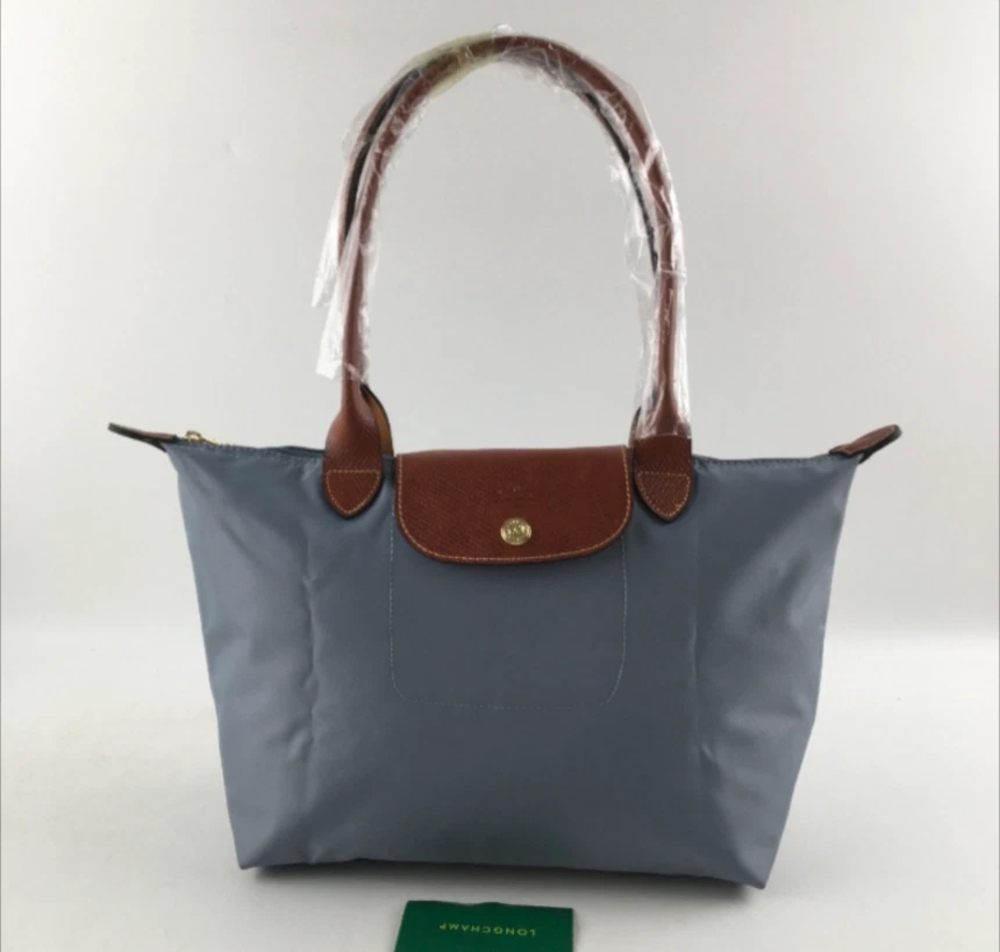NWT Longchamp Le Pliage Large Handbag Steel Grey Canvas Office Shoulder L